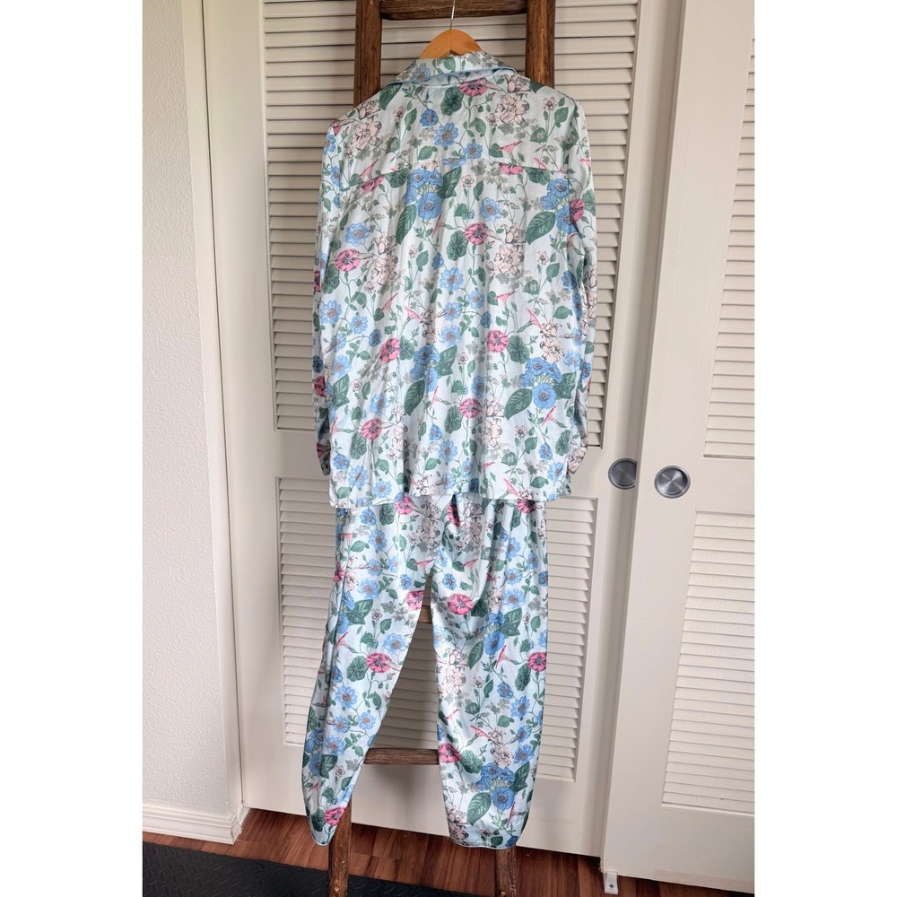 Soma Pajama Set L Blue Floral - Picture 2 of 7